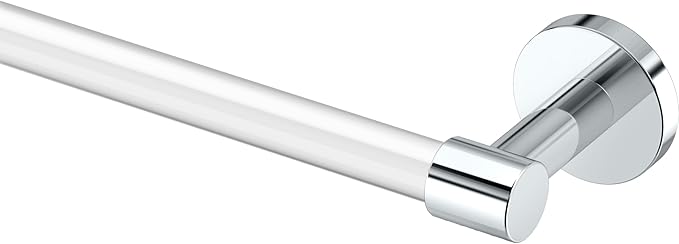 Gatco 5711 Clarion Towel Bar | 18" L Bathroom Towel Rack| Wall Mount Bathroom Towel Holder | Crystal-Clear Acrylic & Chrome Finish