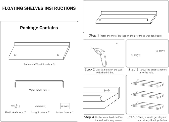 RYOFOBETTO Small Floating Shelf, 6 X 6 Inches Farmhouse Wall Shelves for Living Room, Bedroom, Picture Frames, Plants, Kitchen, Set of 3 (White and Black)